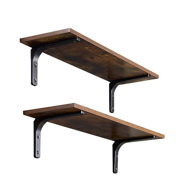 Unbranded 31.5 in. W x 8.3 in. D Rustic Brown Decorative Wall Shelf Set of 2