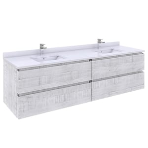 Formosa 70 in. W x 20 in. D x 19.5 in. H Modern Double Wall Hung Bath Vanity Cabinet Only without Top in Rustic White