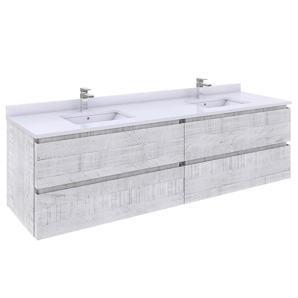 Fresca Formosa 70 in. W x 20 in. D x 19.5 in. H Modern Double Wall Hung Bath Vanity Cabinet Only without Top in Rustic White