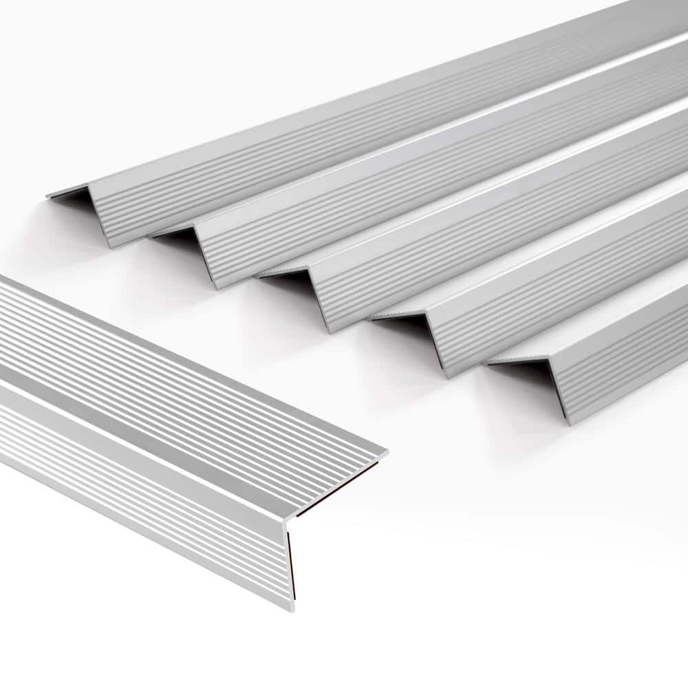36 Inch Matte Silver Aluminum Anti-Slip Stair Nosing Trim
