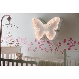 Indoor and Outdoor White Powder-coated Steel Butterfly Plug-in Marquee Light Lighted Sign