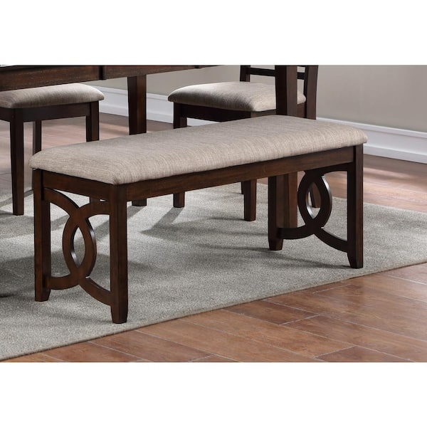 New Classic Furniture Gia Cherry Bedroom Bench with Light Brown Polyester Seat