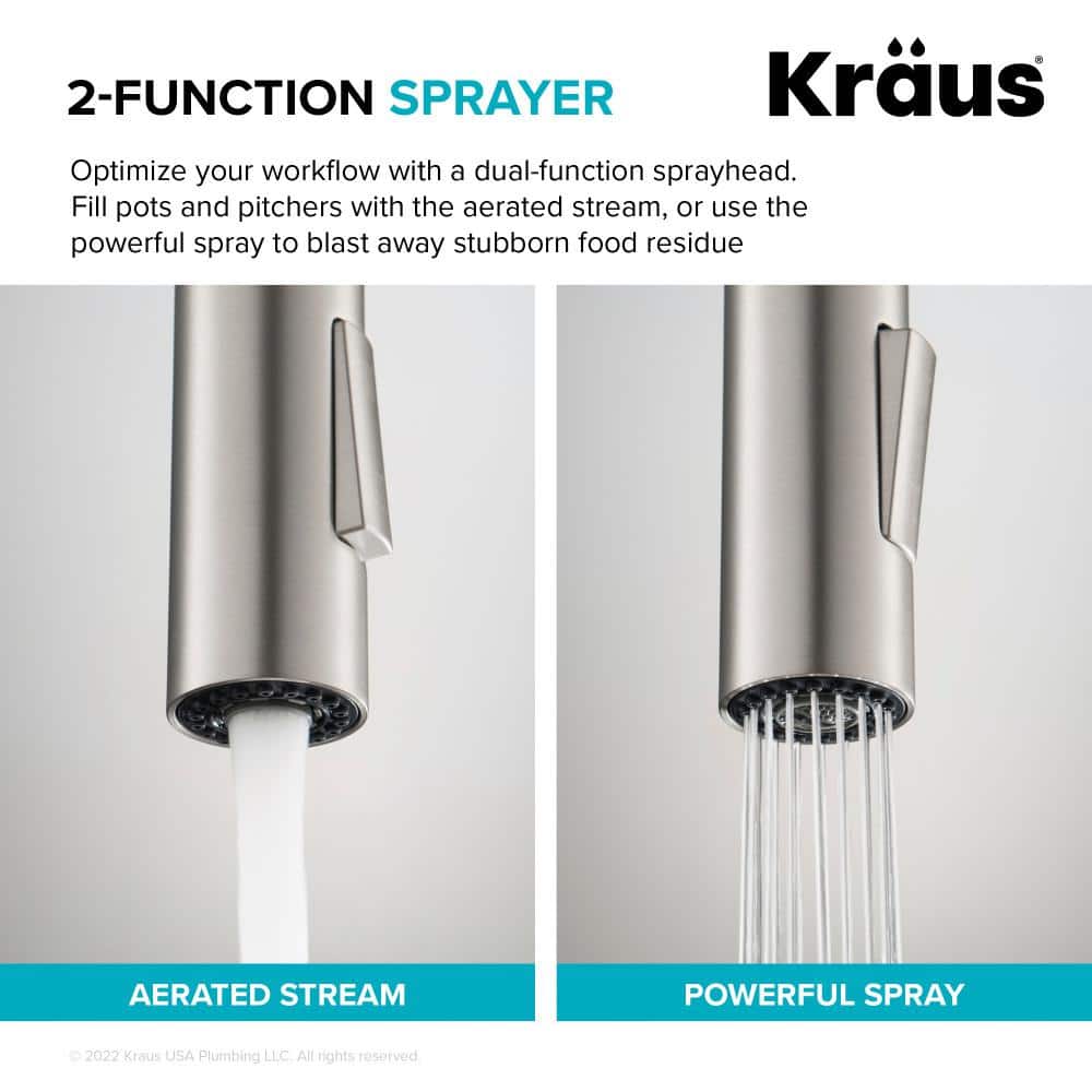 Matte Black Stainless Steel Pull-Down Kitchen Faucet with Spray