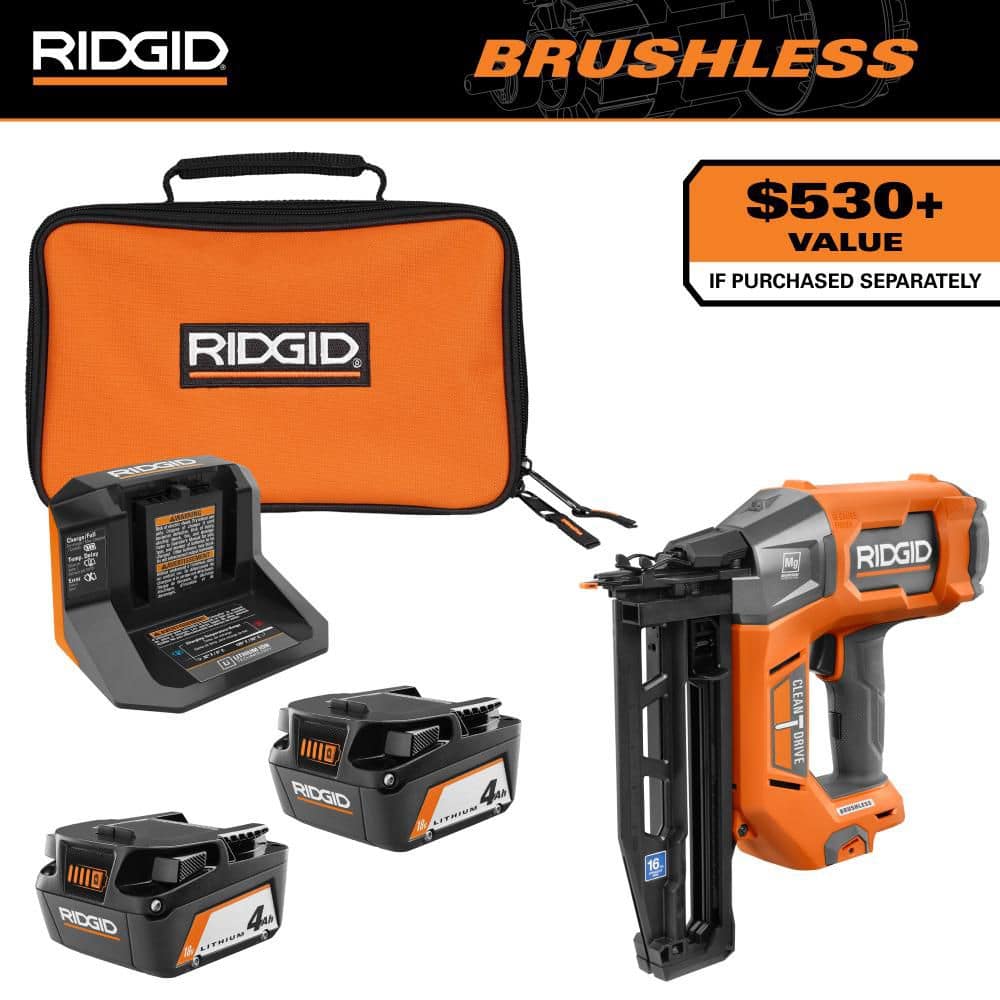 18V (2) 4.0 Ah Batteries and Charger Kit with 18V Brushless Cordless 16-Gauge Straight Finish Nailer price history on PriceWatchPro