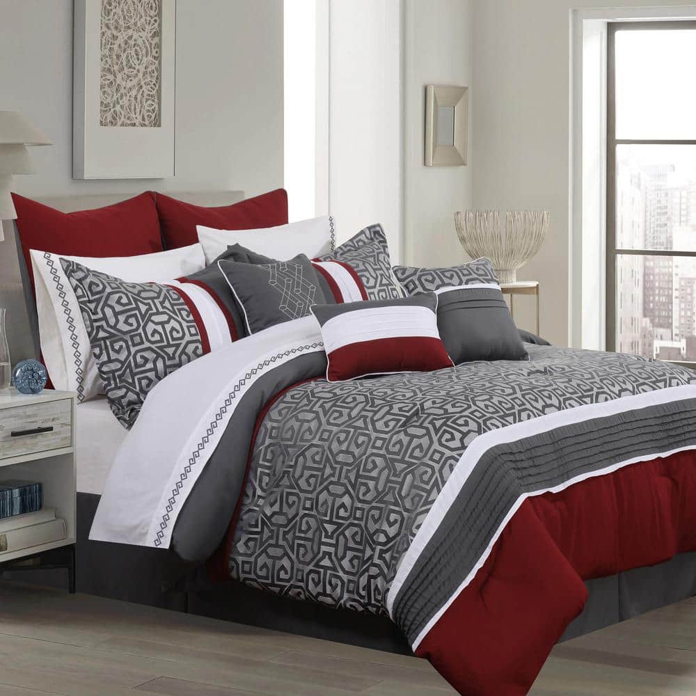 Sumontra Gray Graphic Queen Polyester Comforter Only