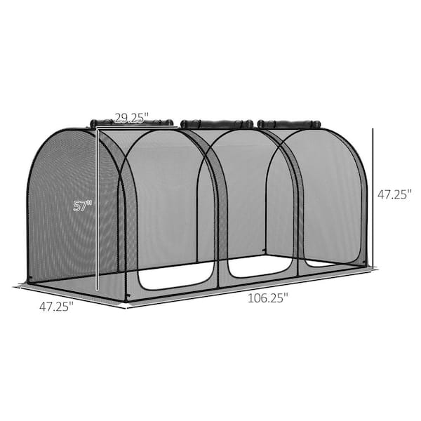 Outsunny 9 ft. x 4 ft. Black Plant Protection Tent 845