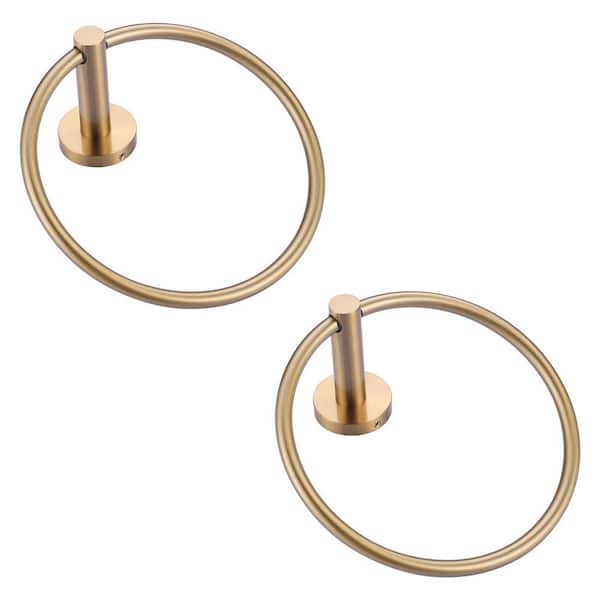 (2 Pack) Wall Mounted Towel Ring in Brushed Gold