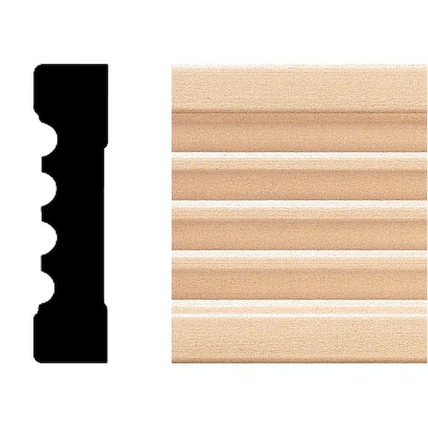 583 - 3/4 in. x 3 in. x 8 ft. Basswood Wood Fluted Casing Molding