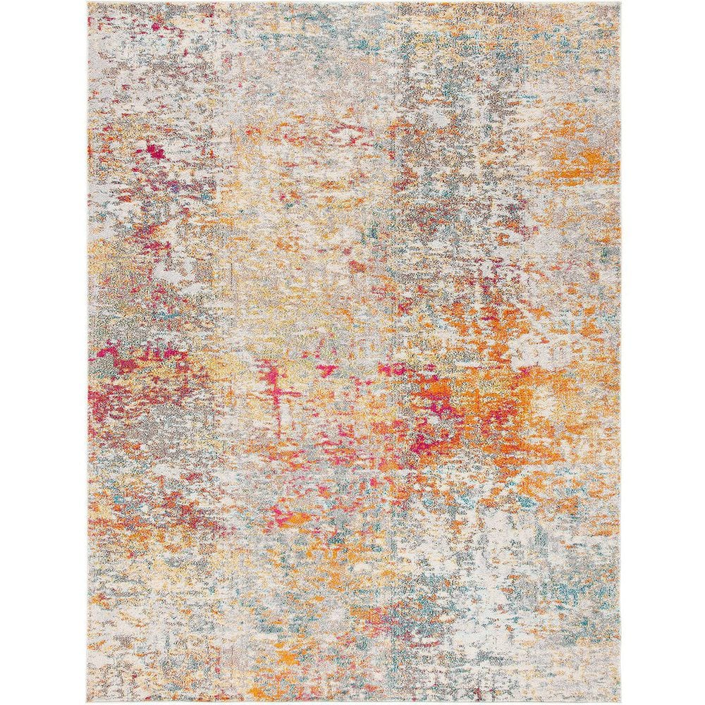 Orange Polypropylene 6 ft. x 9 ft. Oriental Indoor Area Rug