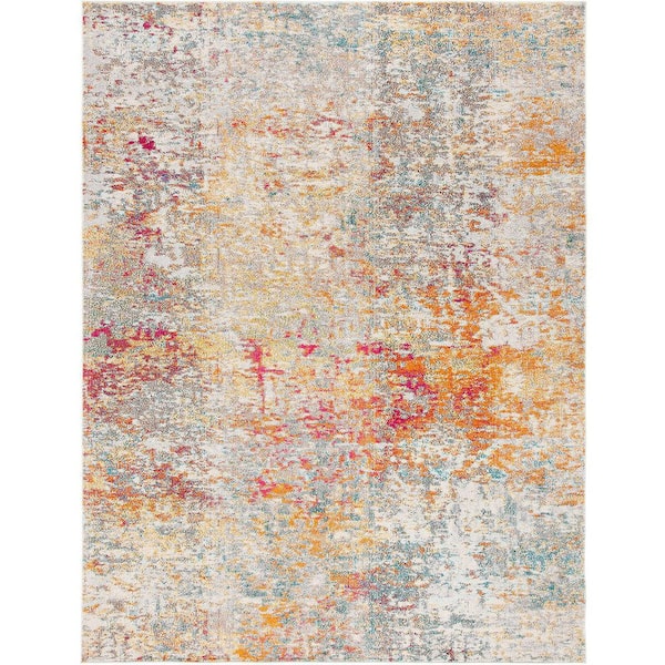 Unbranded Orange Polypropylene 6 ft. x 9 ft. Oriental Indoor Area Rug