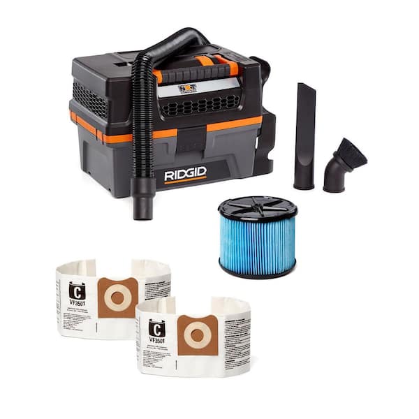 3 Gal. 18V Cordless NXT Shop Vacuum HD0318 Wet Dry Vac with Filter, Dust Bags, Locking Hose and Accessories (Vac Only)