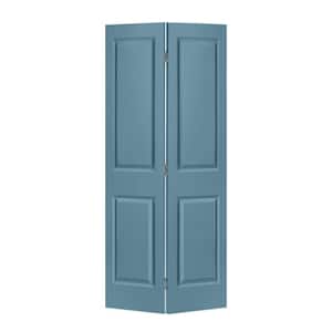 24 in. x 80 in. 2 Panel Dignity Blue Painted MDF Composite Hollow Core Bi-Fold Closet Door with Hardware Kit