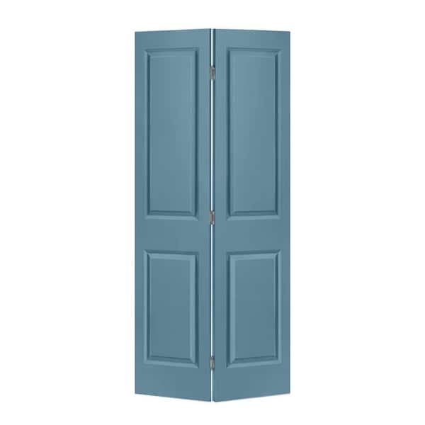 CALHOME 24 in. x 80 in. 2 Panel Dignity Blue Painted MDF Composite Hollow Core Bi-Fold Closet Door with Hardware Kit