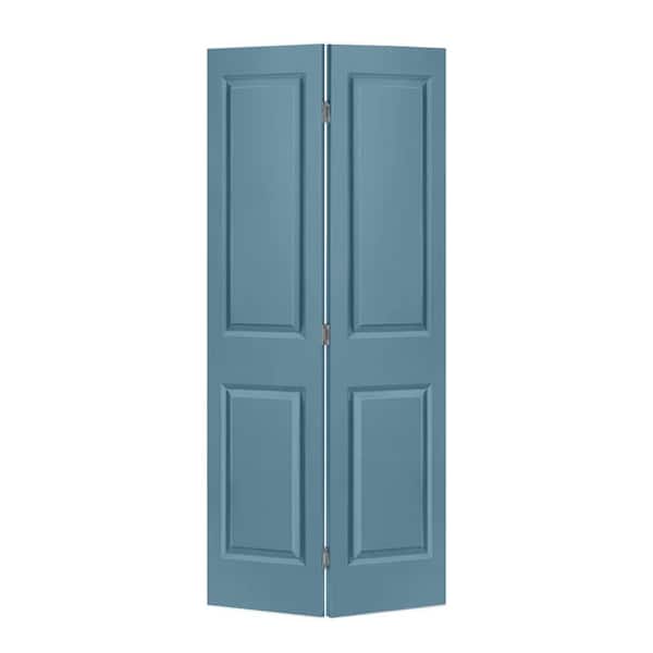 CALHOME 30 in. x 80 in. 2 Panel Dignity Blue Painted MDF Composite Hollow Core Bi-Fold Closet Door with Hardware Kit