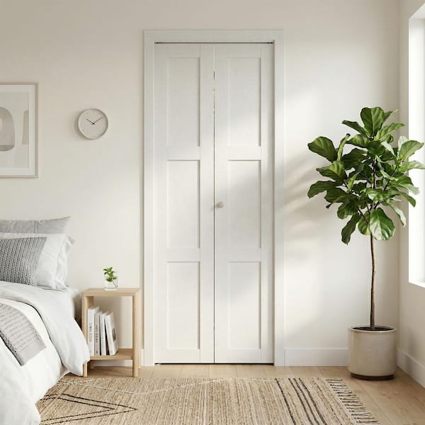 GOLDENPOLEY 30 in. x 78.75 in. 3-Panel Solid Core White Finshed