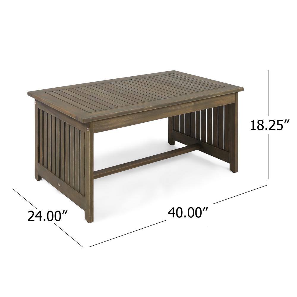 Grace Broad Acacia Wood Outdoor Coffee Table in Gray