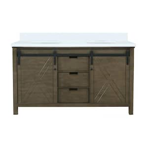 Marsyas 60 in W x 22 in D Rustic Brown Double Bath Vanity and Cultured Marble Countertop