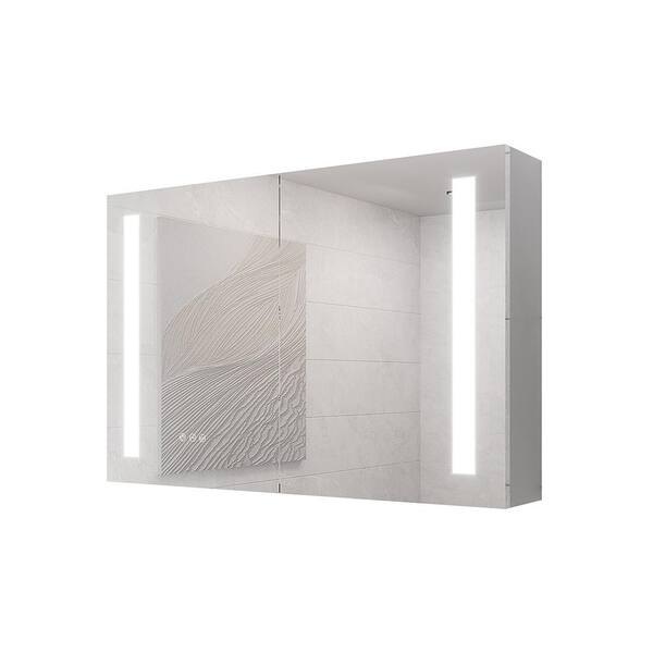 36 in. W x 24 in. H Rectangular Bathroom LED Medicine Cabinet with 