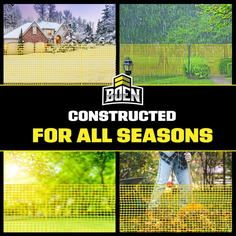 BOEN 4' x 100' Yellow Plastic Safety Snow Fence