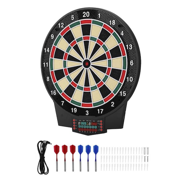 Electronic Dart Board,15.5 in. Target Dartboard w/ 43 Games for Up to 8-Players, 6 Dart Shafts for Home Party Game Room