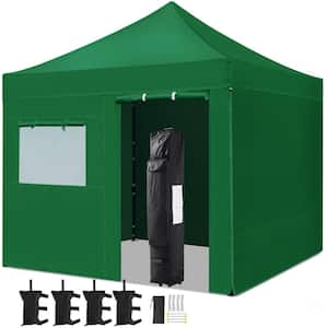 10 ft. x 10 ft. Pop-up Tent, Waterproof with 4-Removable Sidewall Panels Dark Green