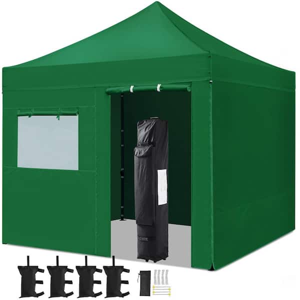 Yaheetech 10 ft. x 10 ft. Pop-up Tent, Waterproof with 4-Removable Sidewall Panels Dark Green