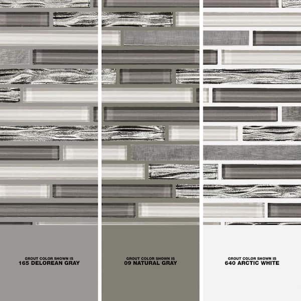 Jeffrey Court Waves of Grey/Silver 11.875 in. x 11.375 in. Interlocking Glossy Glass/Metal Mosaic Tile (0.938 sq. ft./Each) - image 5