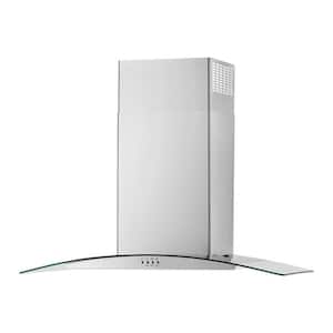 36 in. Curved Glass Wall Mount Range Hood in Stainless Steel