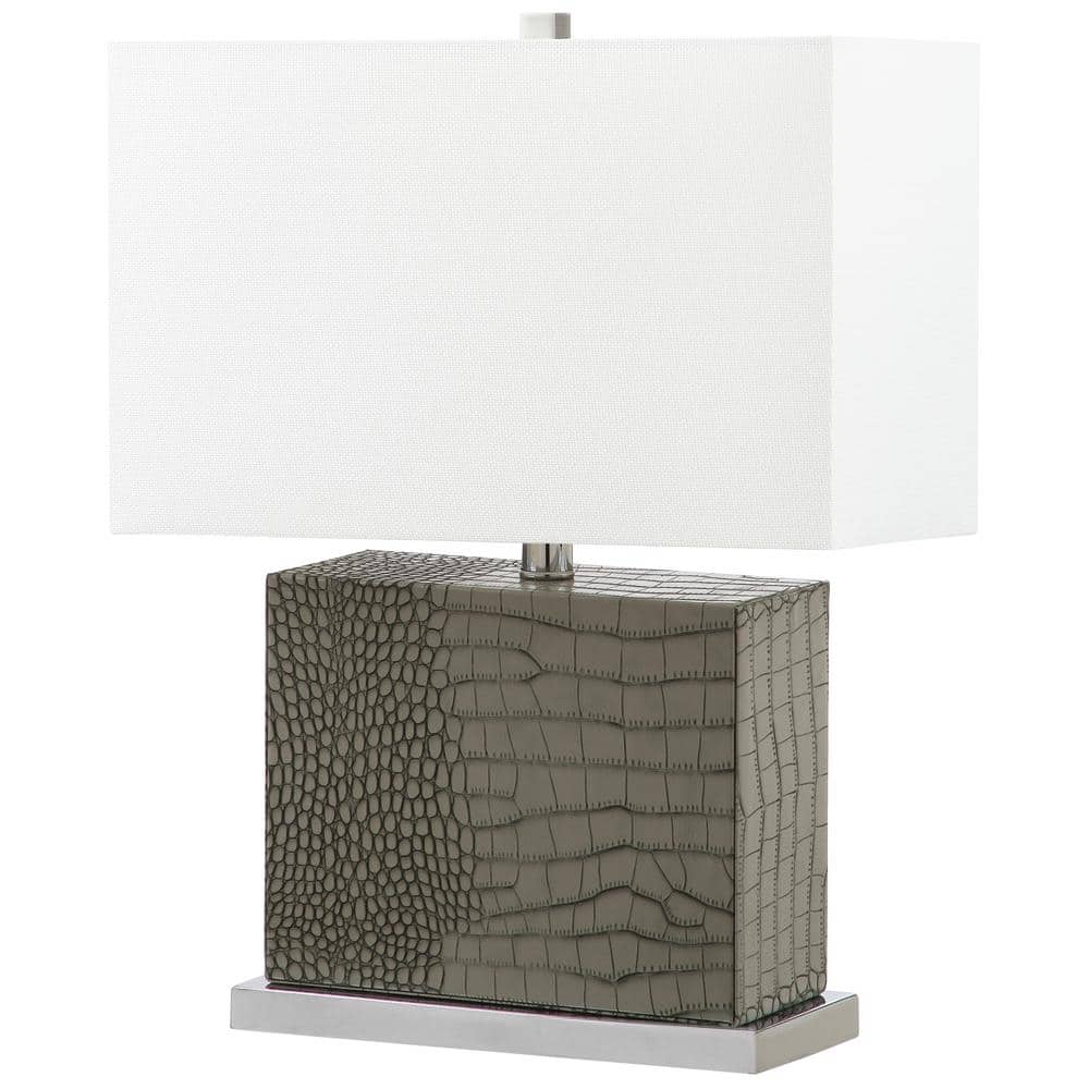 Delia 21-inch Gray Faux Alligator Table Lamp with Silver Finish