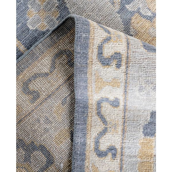 Oushak Gray 10 ft. x 14 ft. Floral Wool Indoor Area Rug