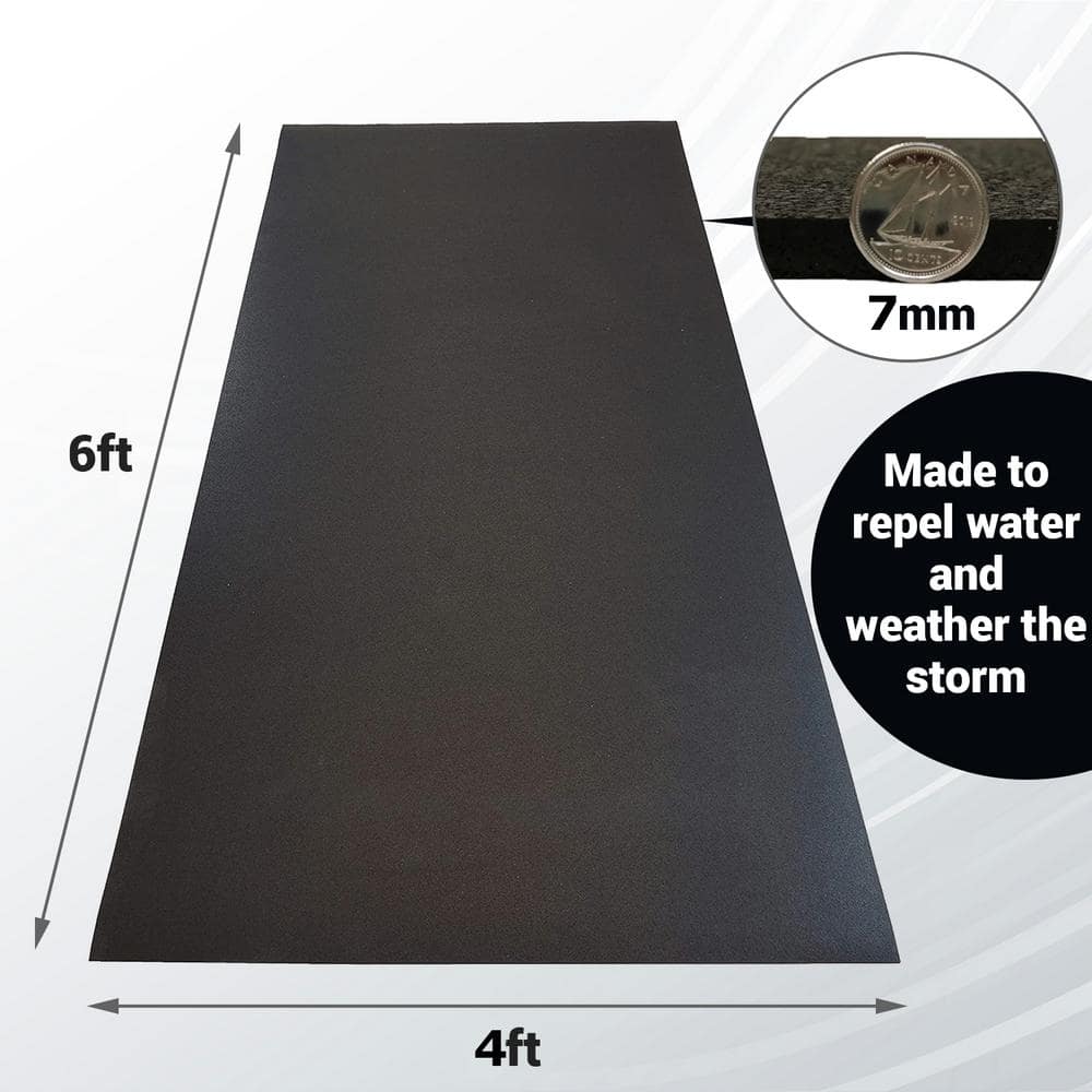 Black Recycled Rubber 72" x 48" Fitness Utility Mat