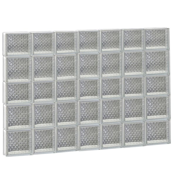 Clearly Secure 44.25 in. x 32.75 in. x 3.125 in. Frameless Diamond Pattern Non-Vented Glass Block Window