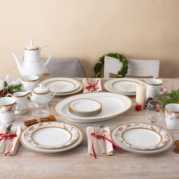 Noritake Charlotta Gold 16 in. (Gold) Porcelain Oval Platter 1716