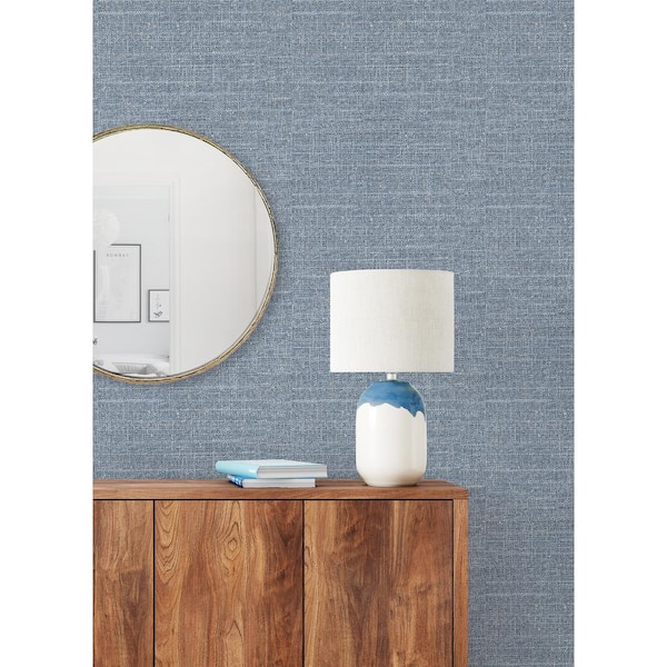 Blue Tweed Peel and Stick Vinyl Wallpaper Roll
