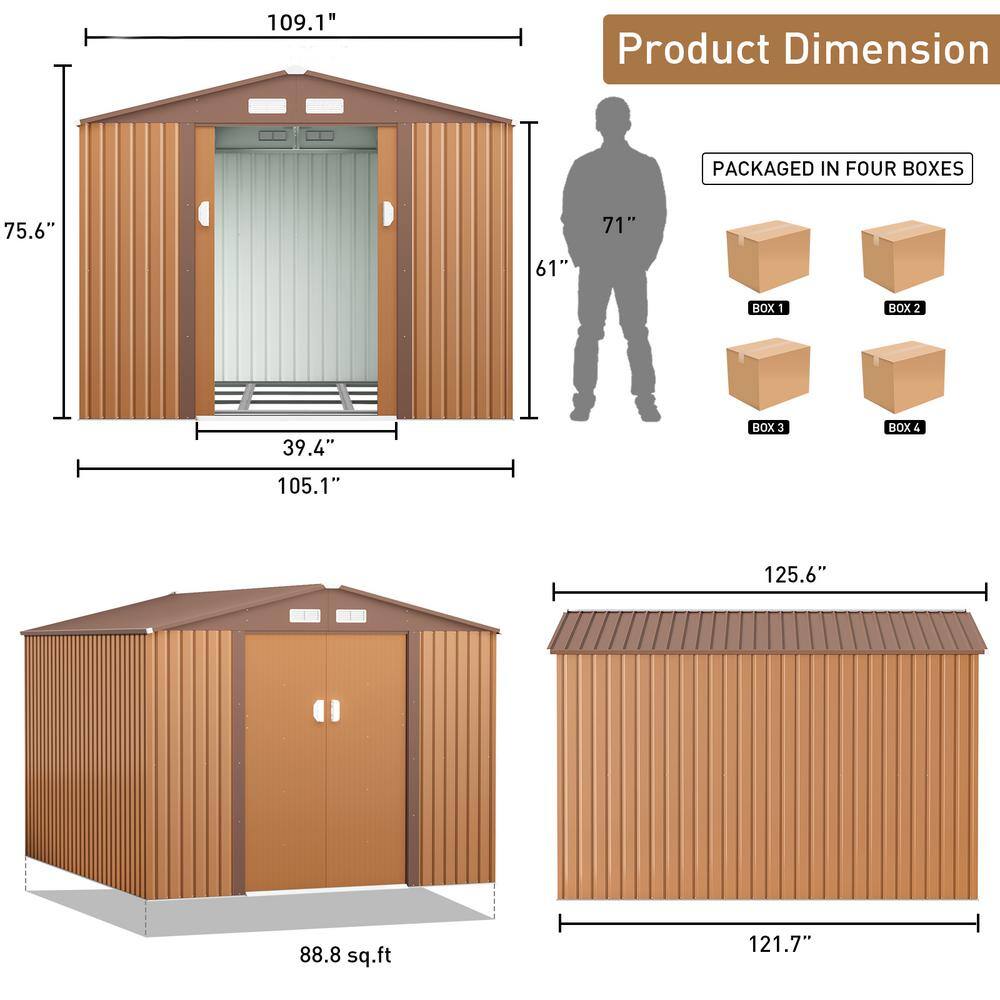 Buy 9.1 ft. W x 10.5 ft. D Coffee Garden Outdoor Storage Shed Building