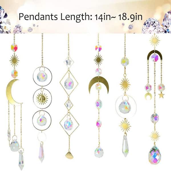 Cubilan 6pcs Colorful Crystal Sun Catcher Pendants with
