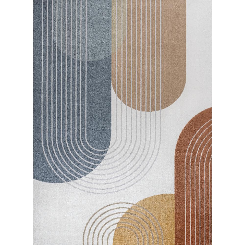 Multi-Color Geometric Washable Synthetic Kids Area Rug 5' x 8'