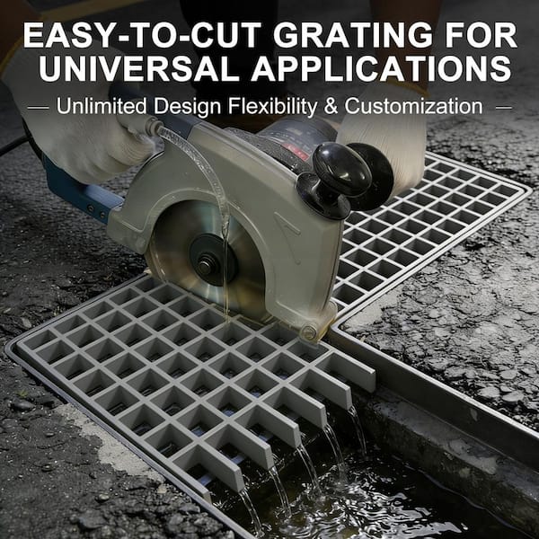 1 ft. x 4 ft.x 1 in. PrimeSeries Fiberglass Grating Driveway Pavers for Parking Lots, Workshop, Stairs, Gray