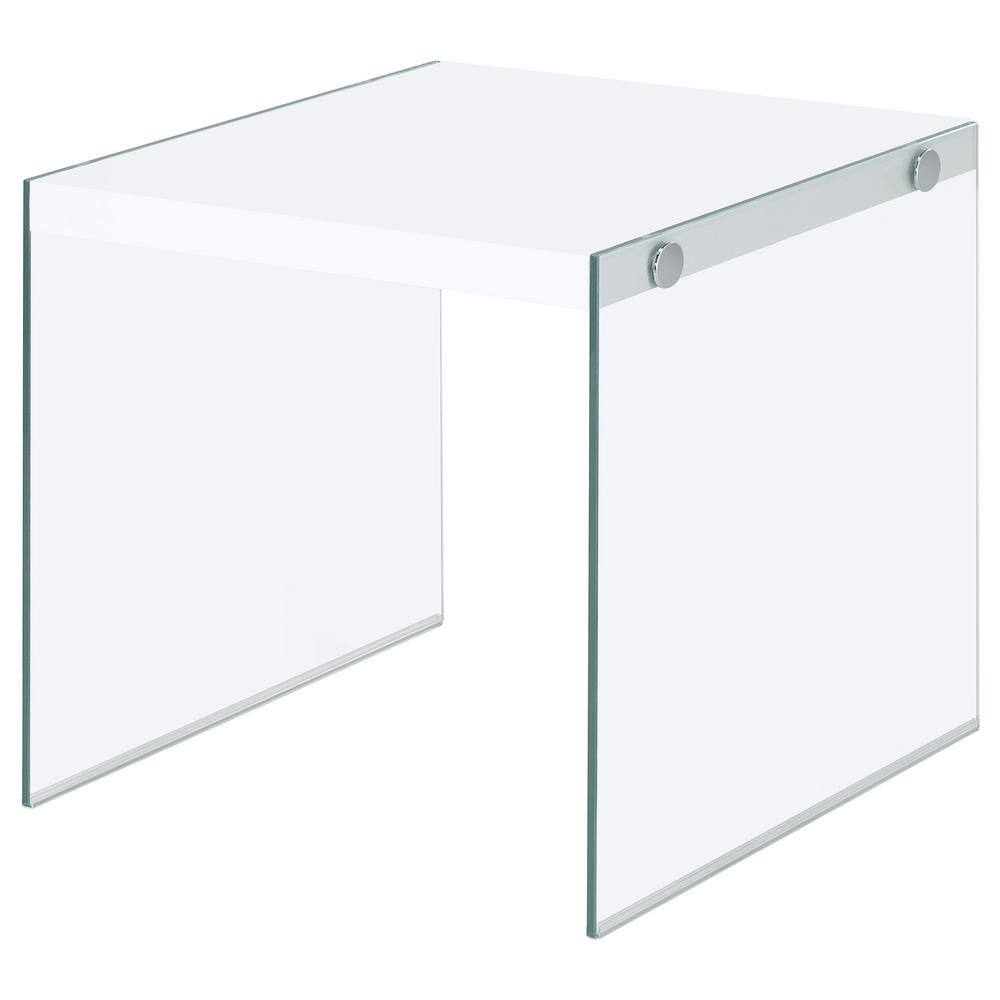 Modern White and Clear Glass Square End Table