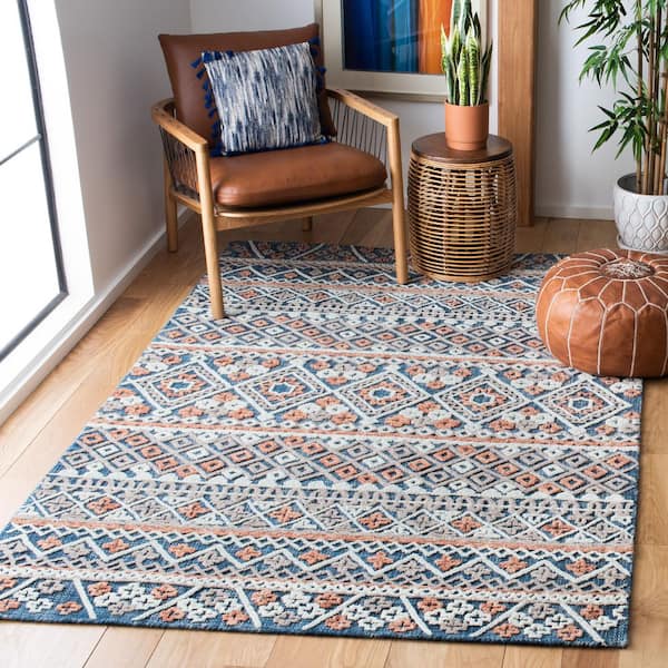 Aspen 2 ft. x 3 ft. Blue/Orange Geometric Western Area Rug