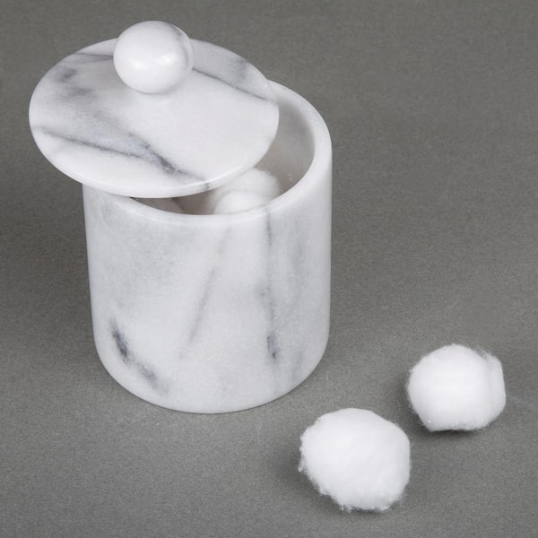 Creative Home White Marble Spa Cotton Ball Holder
