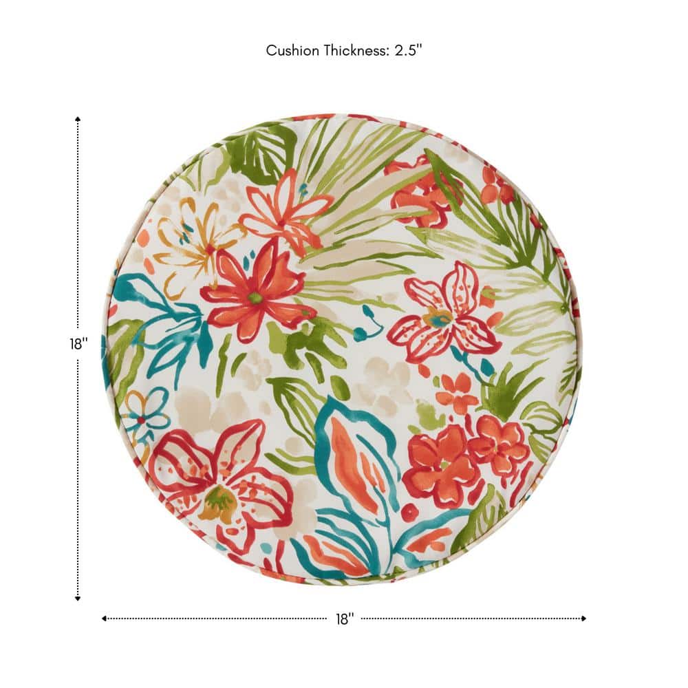 Breeze Floral Round Outdoor Chair Pads Set of 2