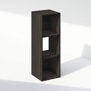 35.4 in. Tall Espresso Wood 3-Shelf Cube Bookcase