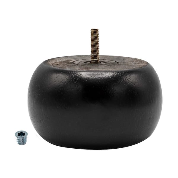 American Pro Decor 2-1/2 in. x 4-1/2 in. Stained Espresso Solid Hardwood Round Bun Foot