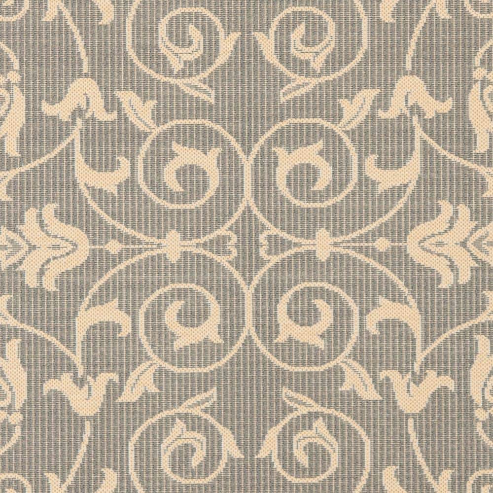Grey and Natural Square Synthetic Indoor/Outdoor Area Rug