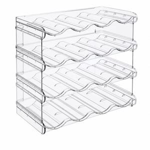 4-Tier Stackable Clear Water Bottle Holder for Cabinet, Kitchen Organization and Storage, 16-Space Water Bottle Holder