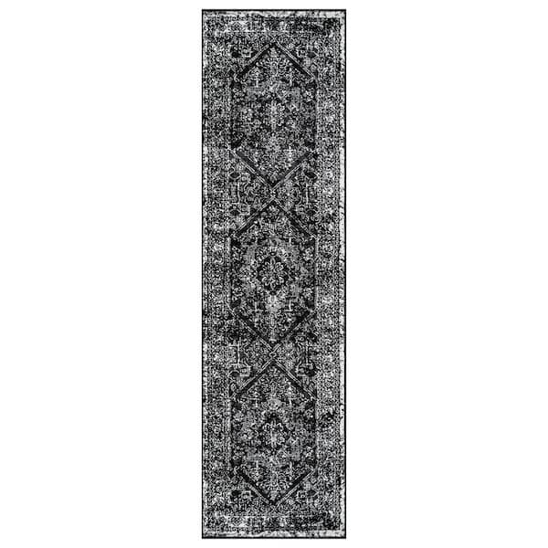 Vintage Medallion Black 2 ft. 3 in. x 8 ft. Runner Rug
