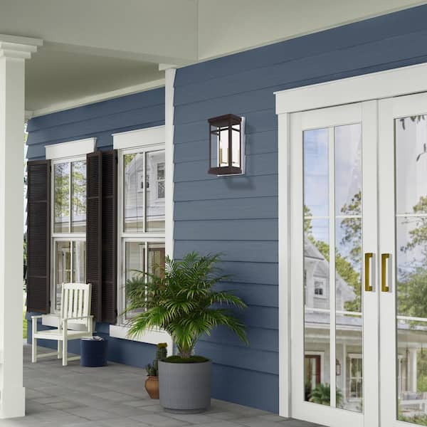 Wessex 18 in. 2-Light Bronze Outdoor Hardwired Wall Lantern Sconce with No Bulbs Included
