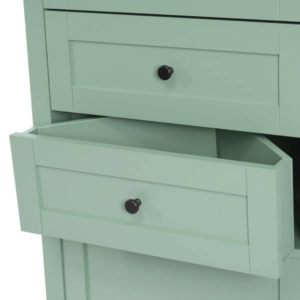 IDÅSEN Cabinet with doors and drawers, dark green, 311/2x181/2x467