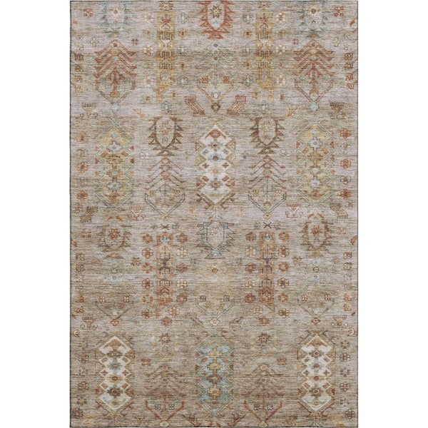 Mayfield Premium Machine Washable Abstract AMF2047 Beige 9 ft. x 12 ft. Area Rug